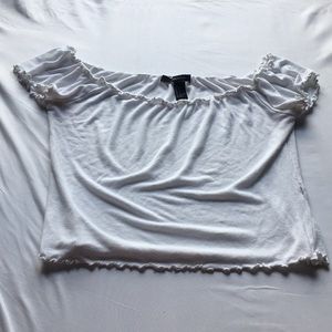 White Forever 21 Lettuce-edge Crop Top